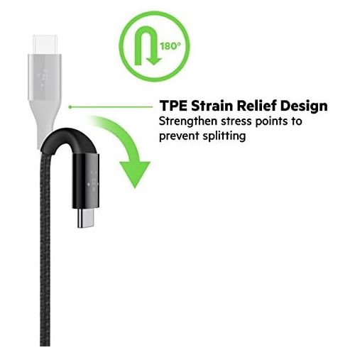 벨킨 Belkin MIXIT 4-Foot DuraTek USB-C to USB-A Cable (Silver)