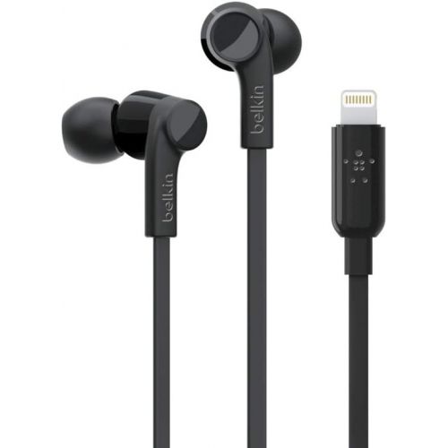 벨킨 Belkin In-Ear Lightning Headphones w/ Mic Control (iPhone Headphones for iPhone 11, 11 Pro, 11 Pro Max, XS, XS Max, XR, X, 8, 8 Plus, More) iPhone Earphones, iPhone Earbuds, Black