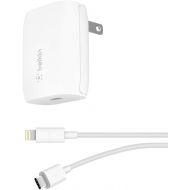 Belkin USB-C Wall Charger 18W w/ 4ft USB-C to Lightning Cable (iPhone Fast Charger for iPhone 11, 11 Pro, 11 Pro Max, XS, XS Max, XR, X, 8, 8 Plus) iPhone Charger, iPhone Wall Char