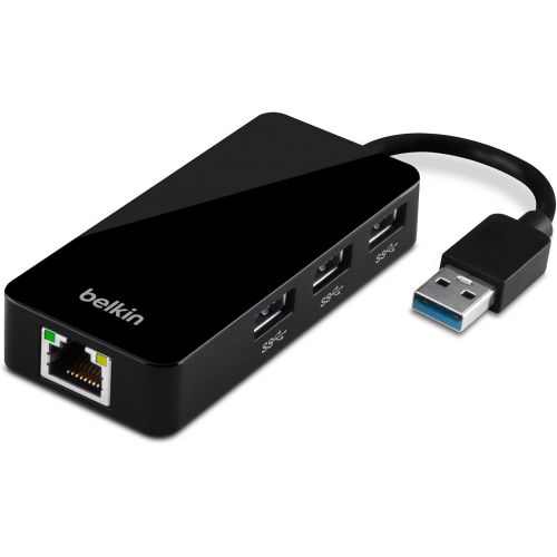 벨킨 Belkin USB-IF Certified USB 3.0 3-Port Hub with Gigabit Ethernet Adapter, B2B128TT