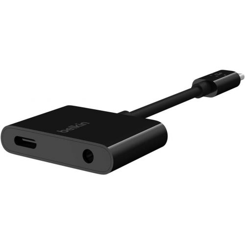 벨킨 Belkin Rockstar 3.5mm Audio + USB-C Charge Adapter (USB-C Audio Adapter for Note10, Pixel 3, Pixel 3XL, Ipad Pro and More)