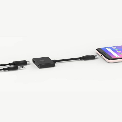 벨킨 Belkin Rockstar 3.5mm Audio + USB-C Charge Adapter (USB-C Audio Adapter for Note10, Pixel 3, Pixel 3XL, Ipad Pro and More)