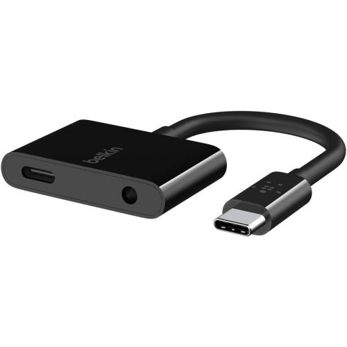 벨킨 Belkin Rockstar 3.5mm Audio + USB-C Charge Adapter (USB-C Audio Adapter for Note10, Pixel 3, Pixel 3XL, Ipad Pro and More)