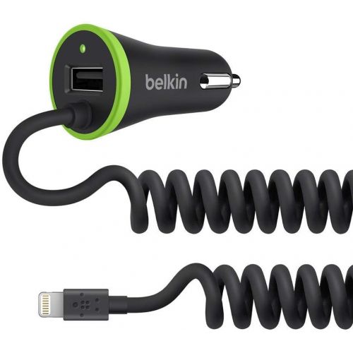 벨킨 Belkin Boost Up Universal Lightning Car Charger with ChargeSync Cable and USB Passthrough (4 Feet)