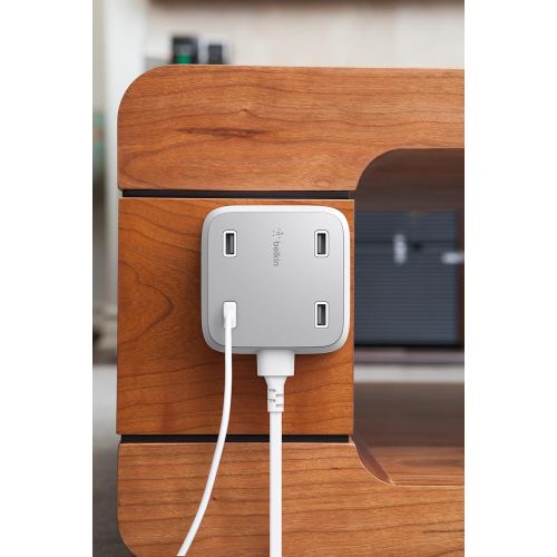 벨킨 Belkin Family Rockstar Wall-Mountable 4-Port USB Desktop Charging Station / Hub with 10-Foot Cable, Compatible with Most Micro USB Devices including Fitbit Alta, Fitbit Blaze and F