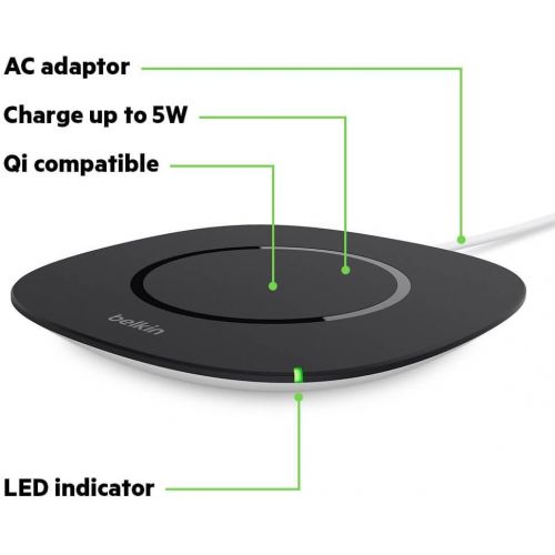 벨킨 Belkin Boost Up Qi Wireless Charging Pad 5W  Universal Wireless Charger for iPhone XR, XS, XS Max / Samsung Galaxy S9, S9+, Note9 / LG, Sony and more