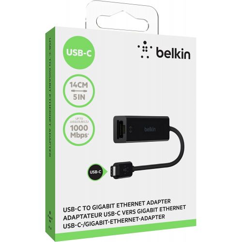 벨킨 Belkin USB-IF Certified USB Type C (USB-C) to Gigabit Ethernet Adapter, Compatible with USB-C Devices including New MacBook, MacBook Pro (2016), XPS and ChromeBook Pixel (F2CU040bt