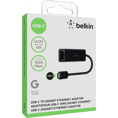 벨킨 Belkin USB-IF Certified USB Type C (USB-C) to Gigabit Ethernet Adapter, Compatible with USB-C Devices including New MacBook, MacBook Pro (2016), XPS and ChromeBook Pixel (F2CU040bt