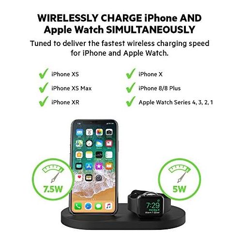 벨킨 Belkin Boost Up Wireless Charging Dock (Apple Charging Station for Iphone + Apple Watch + USB Port) Apple Watch Charging Stand, iPhone Charging Station, iPhone Charging Dock (Black