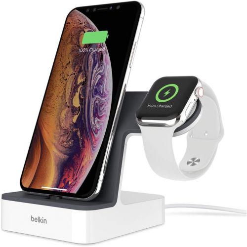 벨킨 Belkin iPhone Charging Dock + Apple Watch Charging Stand (PowerHouse iPhone Charging Station) iPhone Dock, Apple Watch Dock, Apple Charging Station (White)