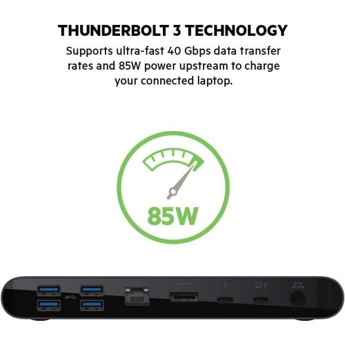벨킨 Belkin Thunderbolt 3 Dock Pro w/ 2.6ft Thunderbolt 3 Cable (Thunderbolt Dock for MacOS and Windows) Dual 4K @60Hz, 40Gbps Transfer Speeds, 85W Upstream Charging