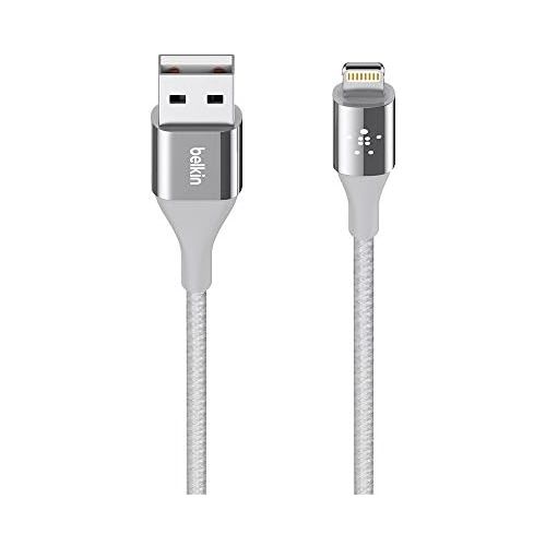 벨킨 Belkin MIXIT DuraTek Lightning to USB Cable - MFi-Certified iPhone Charging Cable for iPhone 11, 11 Pro, 11 Pro Max, XS, XS Max, XR, X, 8/8 Plus and more (4ft/1.2m), Silver
