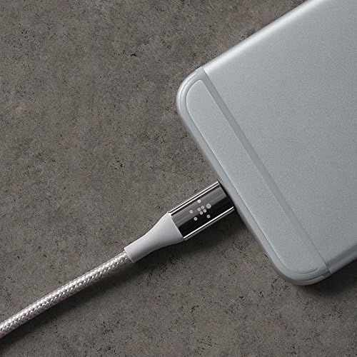 벨킨 Belkin MIXIT DuraTek Lightning to USB Cable - MFi-Certified iPhone Charging Cable for iPhone 11, 11 Pro, 11 Pro Max, XS, XS Max, XR, X, 8/8 Plus and more (4ft/1.2m), Silver