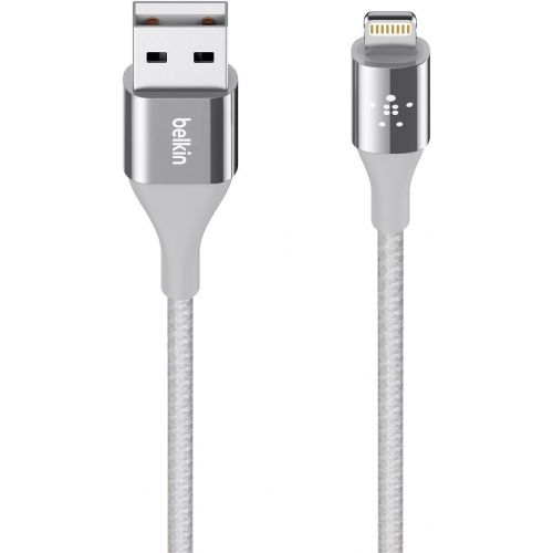 벨킨 Belkin MIXIT DuraTek Lightning to USB Cable - MFi-Certified iPhone Charging Cable for iPhone 11, 11 Pro, 11 Pro Max, XS, XS Max, XR, X, 8/8 Plus and more (4ft/1.2m), Silver