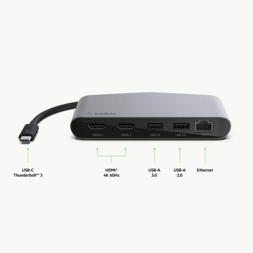 벨킨 Belkin Thunderbolt 3 Dock Mini W/Thunderbolt 3 Cable (Thunderbolt Dock for MacOS and Windows USB-C Laptops, Dual 4K @60Hz, 40Gbps Transfer Speeds)