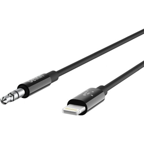 벨킨 Belkin 3.5mm Audio Cable with Lightning Connector (3Ft Mfi-Certified Lightning to Aux Cable for iPhone 11, Pro, Max, XS, Max, XR, X, 8, Plus and More), Black