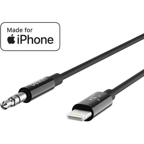 벨킨 Belkin 3.5mm Audio Cable with Lightning Connector (3Ft Mfi-Certified Lightning to Aux Cable for iPhone 11, Pro, Max, XS, Max, XR, X, 8, Plus and More), Black