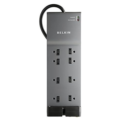 벨킨 Belkin 8-Outlet Power Strip Surge Protector w/ Flat Plug, 6ft Cord  Ideal for Computers, Home Theatre, Appliances, Office Equipment (3,550 Joules)