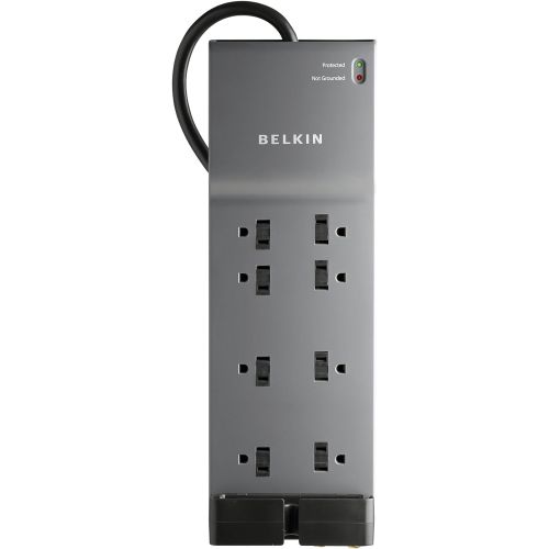 벨킨 Belkin 8-Outlet Power Strip Surge Protector w/ Flat Plug, 6ft Cord  Ideal for Computers, Home Theatre, Appliances, Office Equipment (3,550 Joules)