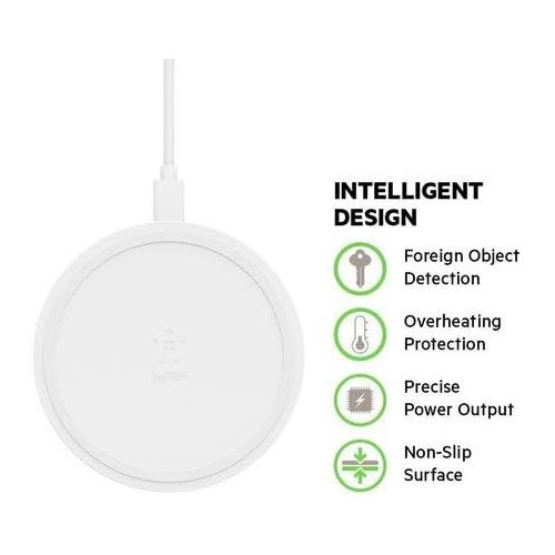 벨킨 Belkin Boost Up Wireless Charging Pad 10W  Qi Wireless Charger for iPhone XS, XS Max, XR / Samsung Galaxy S9, S9+, Note9 / LG, Sony and more (White)