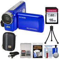 Bell and Howell Bell & Howell DV200HD HD Video Camera Camcorder with Built-in Video Light (Blue) with 16GB Card + Case + Mini Tripod + Kit