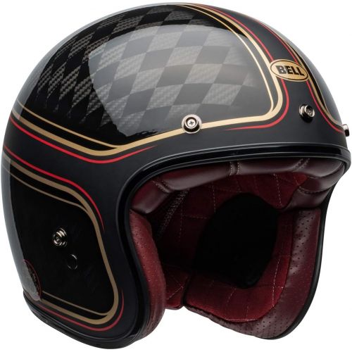 벨 Bell Custom 500 Carbon Open Face Motorcycle Helmet (RSD Bomb BlackGold, Medium) (Non-Current Graphic)