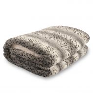 Bellahome Safari Faux Fur Plush Throw Blanket Comforter AK607, Snow Leopard, King