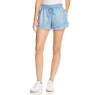 Bella Dahl Frayed-Hem Chambray Mini Shorts