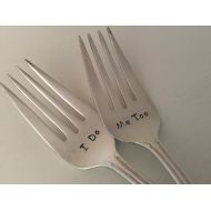 BellaJacksonStudios I Do Me Too recycled silverware vintage silverware hand stamped pastry fork cake fork