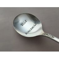 BellaJacksonStudios recycled silverware Holy Guacamole vintage silverware hand stamped spoon