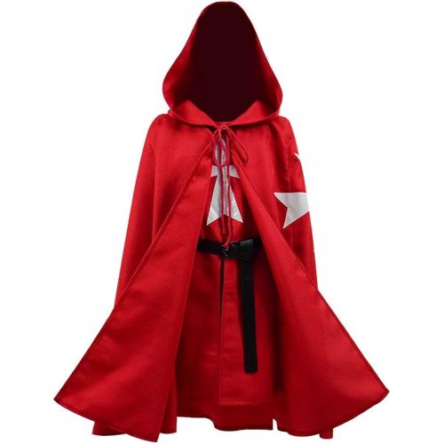  할로윈 용품BellaPunk Kids Boys Medieval Templar Maltese Knight Cloak Tunic Vest Hospitaller Cape Halloween Costume (8, Red fullset)