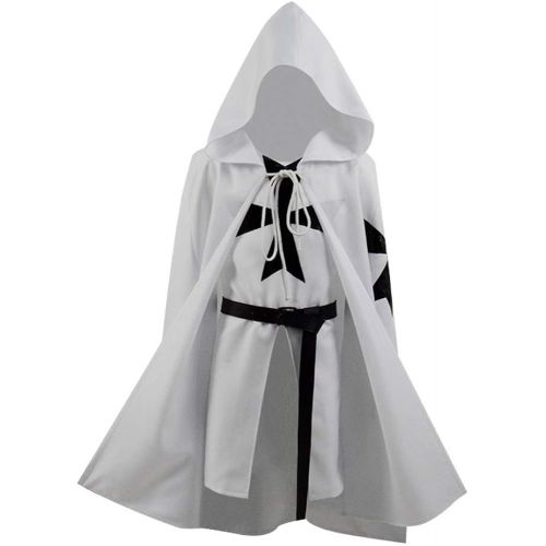  할로윈 용품BellaPunk Kids Boys Medieval Templar Maltese Knight Cloak Tunic Vest Hospitaller Cape Halloween Costume (6, White fullset b)