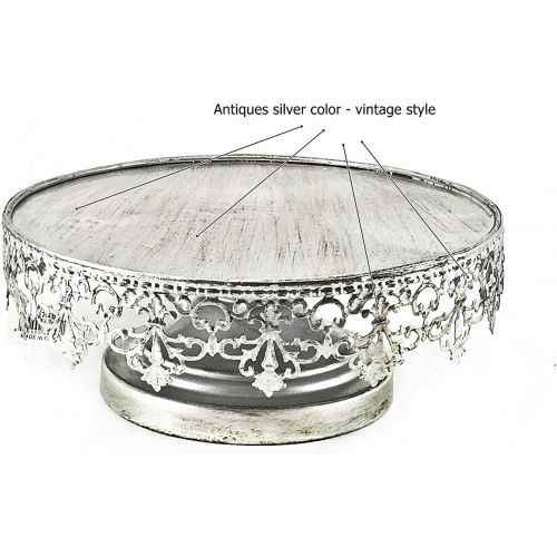  Bellaa 20751 Metal Cake Stand Delicate Silver 10 Inch Vintage Design