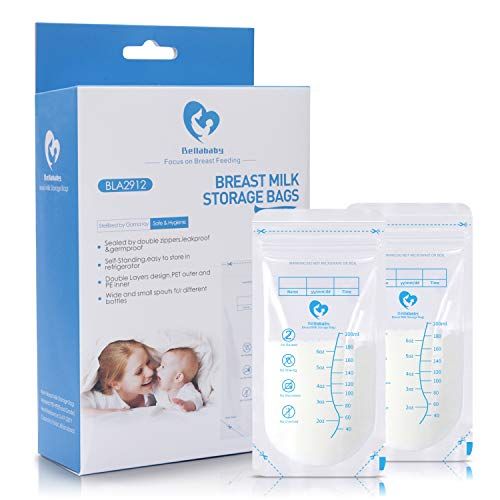  Bellababy Breast Milk Storage Bags 60 Count Food Grade BPA Free Self-Stand Leakproof Wide and Small Spouts