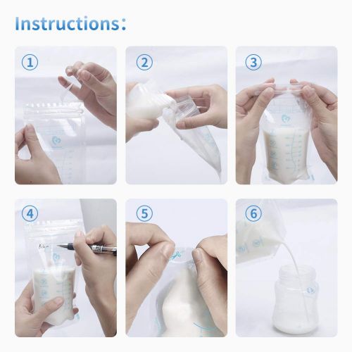  Bellababy Breast Milk Storage Bags 60 Count Food Grade BPA Free Self-Stand Leakproof Wide and Small Spouts