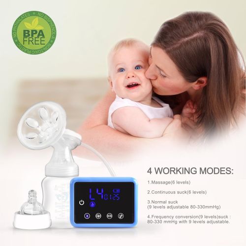  Bellababy Double Electric Breast Feeding Pumps Pain Free Strong Suction Power Touch Panel High Definition Display,Come with 24mm Flanges