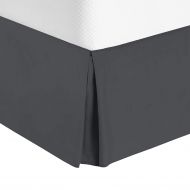 Bellacasa creations Box Pleated Bed Skirt-400 Thread Count 100% Organic Cotton,Quadruple Pleated, Wrinkle and Fade Resistant, 15” Tailored DropInches(Queen,Dark Gray)