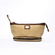 Bellagio-Italia Toiletry Bag for Travel, Tan Canvas - Store Your Travel Kit Safely and Securely - For Shave, Cosmetics, and Accessories
