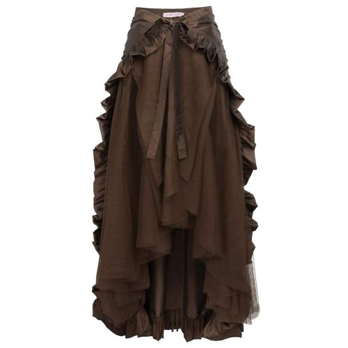  Belle+Poque Belle Poque Womens Steampunk Gothic Wrap Skirt Victorian Ruffles Pirate Skirt