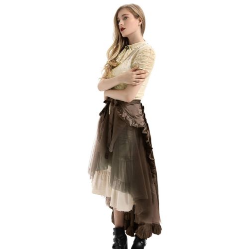  Belle+Poque Belle Poque Womens Steampunk Gothic Wrap Skirt Victorian Ruffles Pirate Skirt