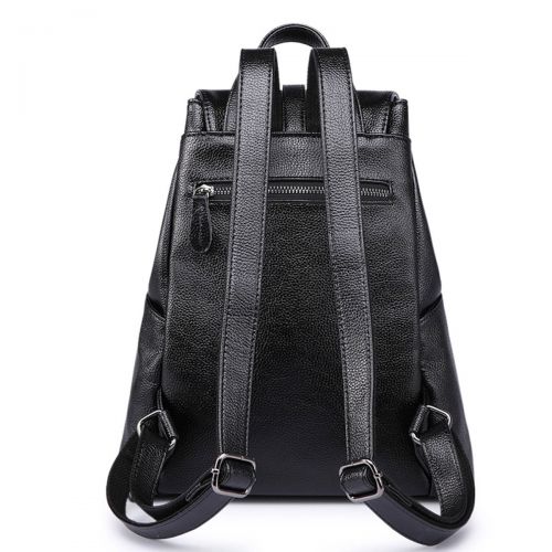  Belle & Lily Black Genuine Pebbled Leather Backpack Purse Casual Daypack for Girls Ladies Women Schoolbag Travelling Shopping Back to School(BL03)