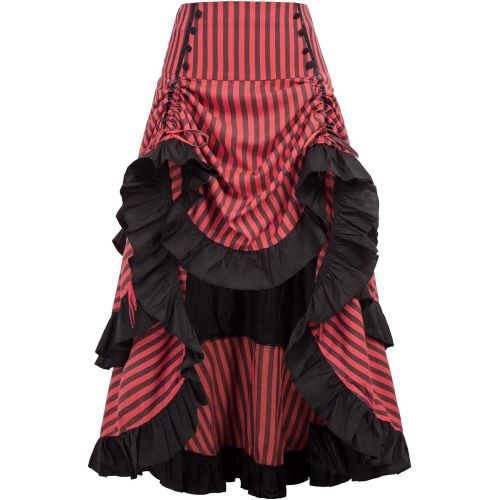  할로윈 용품Belle Poque Vintage Striped Victorian High Low Skirt Steampunk Style Falda