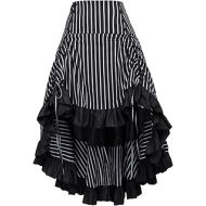 할로윈 용품Belle Poque Vintage Striped Victorian High Low Skirt Steampunk Style Falda