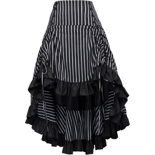  할로윈 용품Belle Poque Vintage Striped Victorian High Low Skirt Steampunk Style Falda