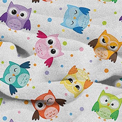  BelleAckerman Luxury Flannel Fleece Blanket Nursery,Dotted Background Colorful Owls Various Facial Expressions Angry Happy Confused, Multicolor 300GSM,Super Soft and Warm,Durable Throw Blanket 3