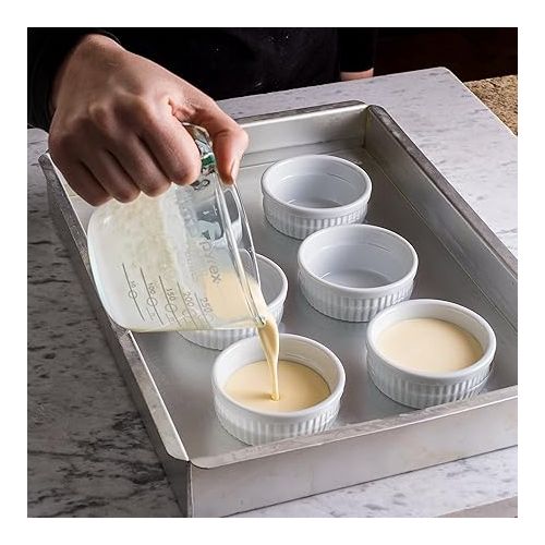  Bellemain Creme Brulee 4 oz Ramekins | Mini Casserole Dish Set, Charcuterie Bowls, Pot Pie Baking Dishes, Souffle Cups, Soy Sauce Bowls | Fluted Porcelain Bowls, Oven Safe to 500F, Set of 6 (White)