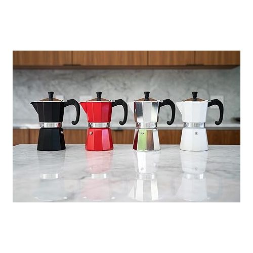  Bellemain Stovetop Espresso Maker Moka Pot (White, 3 Cup)