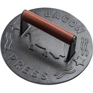 Bellemain Bacon Press 8.5-Inch Round | Heavy-duty Cast Iron Grill Press for Perfectly Seared Bacon, Steak & Sandwiches | Equalized Weight Distribution | Food-Grade Press with Wood Handle | 3 lbs