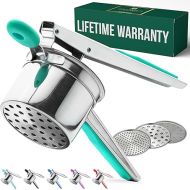 Bellemain Potato Ricer 15 oz with 3 Interchangeable Discs |Potato Masher Stainless Steel, Sweet Potato Masher Kitchen Tool | Spaetzle Maker Press, Khuon Banh Lot, Spaetzle Noodle Maker (Green)