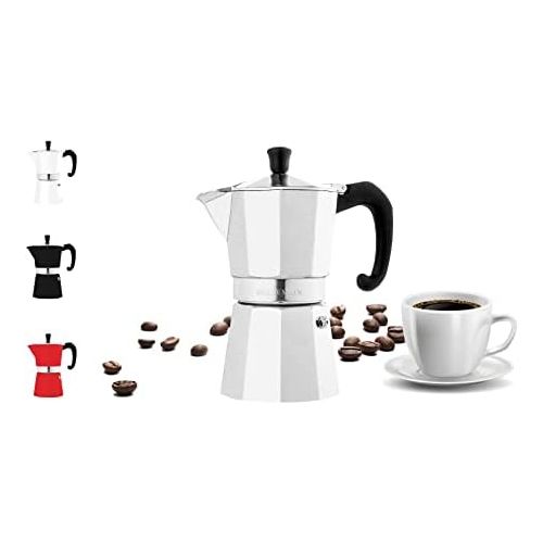  Bellemain Stovetop Espresso Maker Moka Pot (Silver, 6 Cup)